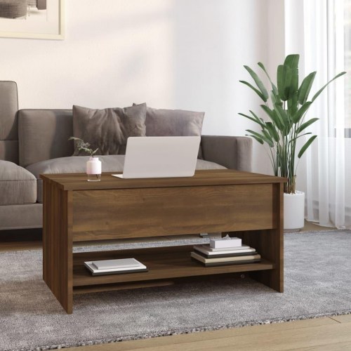 Sofabord med løftelåg - 80 × 50 × 40 cm, konstrueret træ, brun egetræsfarve