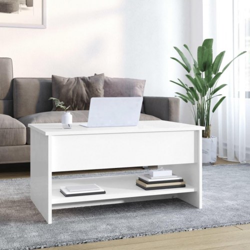 Sofabord med løftelåg 80 × 50 × 40 cm - hvid højglans
