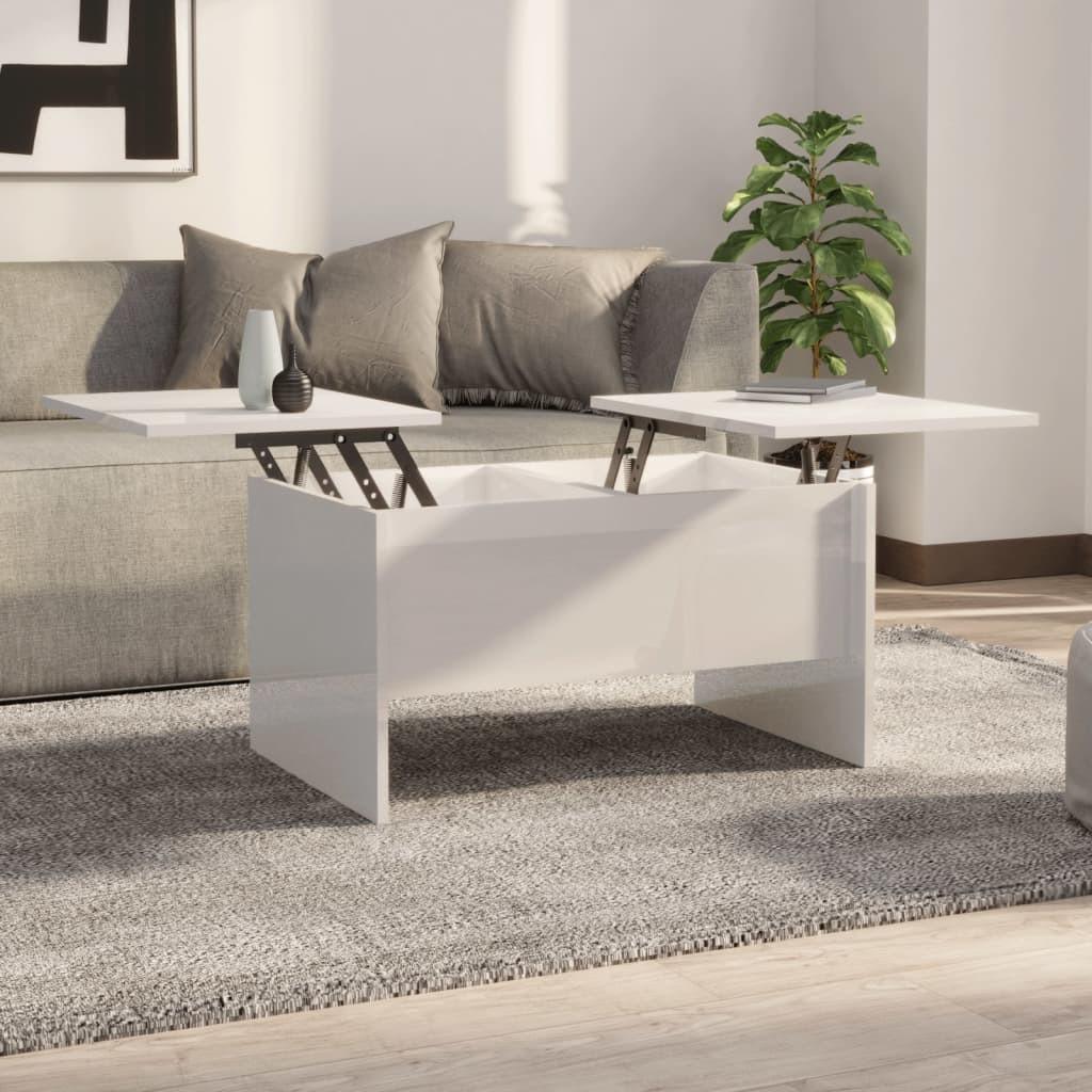 Sofabord 80x50x42,5 cm konstrueret træ hvid højglans