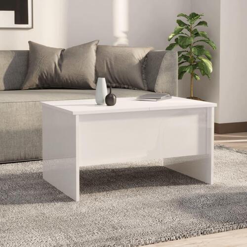 Sofabord 80x50x42,5 cm konstrueret træ hvid højglans