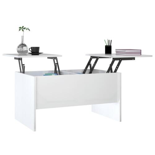 Sofabord 80x50x42,5 cm konstrueret træ hvid højglans