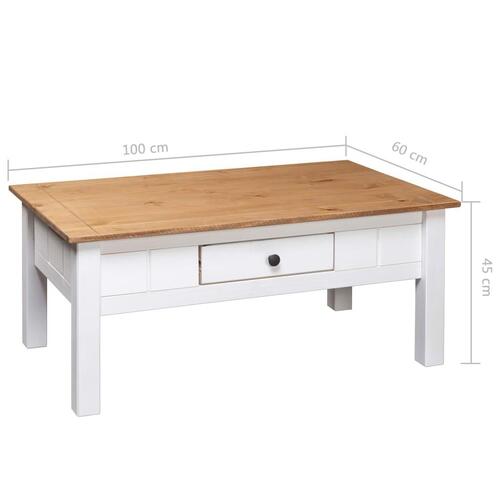 Sofabord 100x60x45 cm massivt fyrretræ Panama hvid