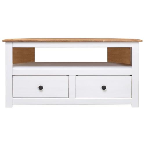 Tv-skænk 93 x 49 x 49 cm massivt fyrretræ Panama hvid