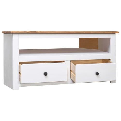 Tv-skænk 93 x 49 x 49 cm massivt fyrretræ Panama hvid