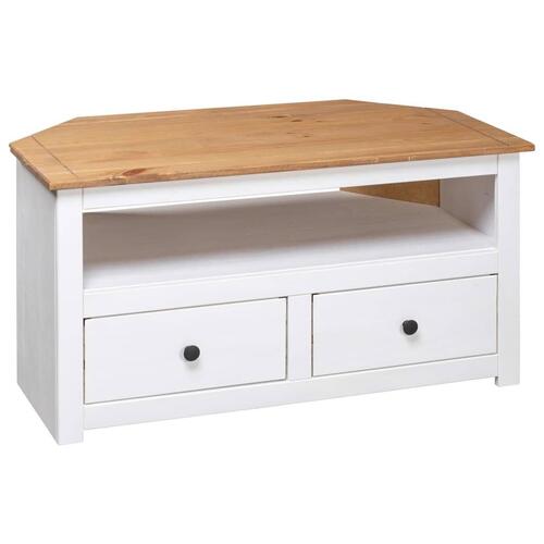 Tv-skænk 93 x 49 x 49 cm massivt fyrretræ Panama hvid