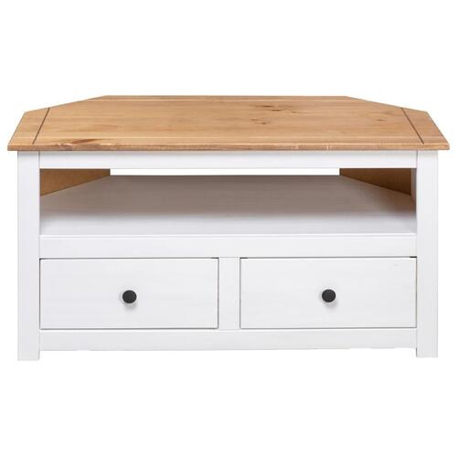 Tv-skænk 93 x 49 x 49 cm massivt fyrretræ Panama hvid