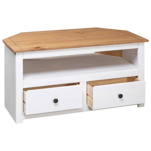Tv-skænk 93 x 49 x 49 cm massivt fyrretræ Panama hvid