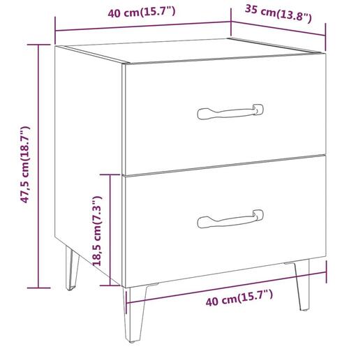 Sengeborde 2 stk. 40x35x47,5 cm hvid