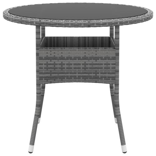 Havebord Ø80x75 cm hærdet glas og polyrattan grå