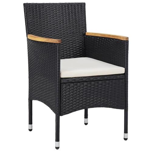 Spisebordssæt til haven 3 dele polyrattan sort