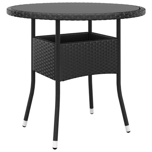 Spisebordssæt til haven 3 dele polyrattan sort