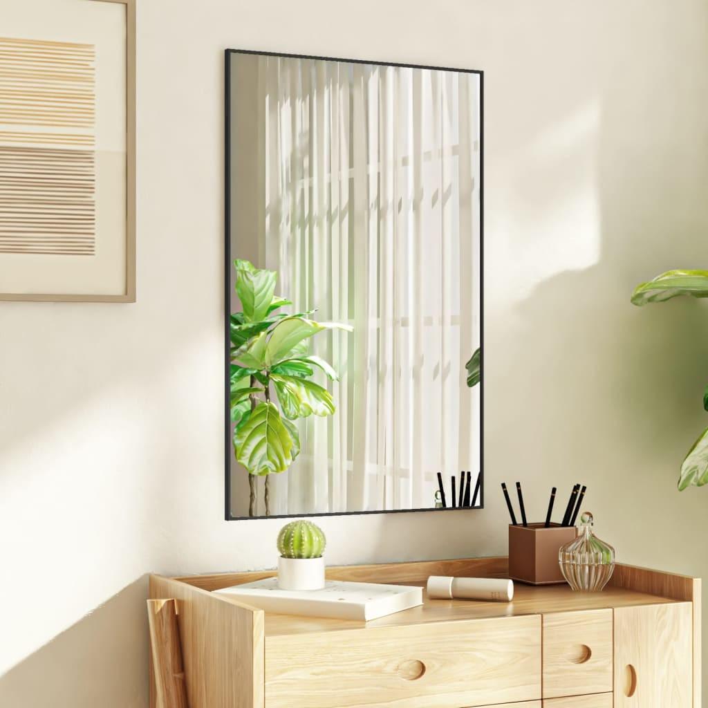 Dørspejl 50x80 cm glas og aluminium sort