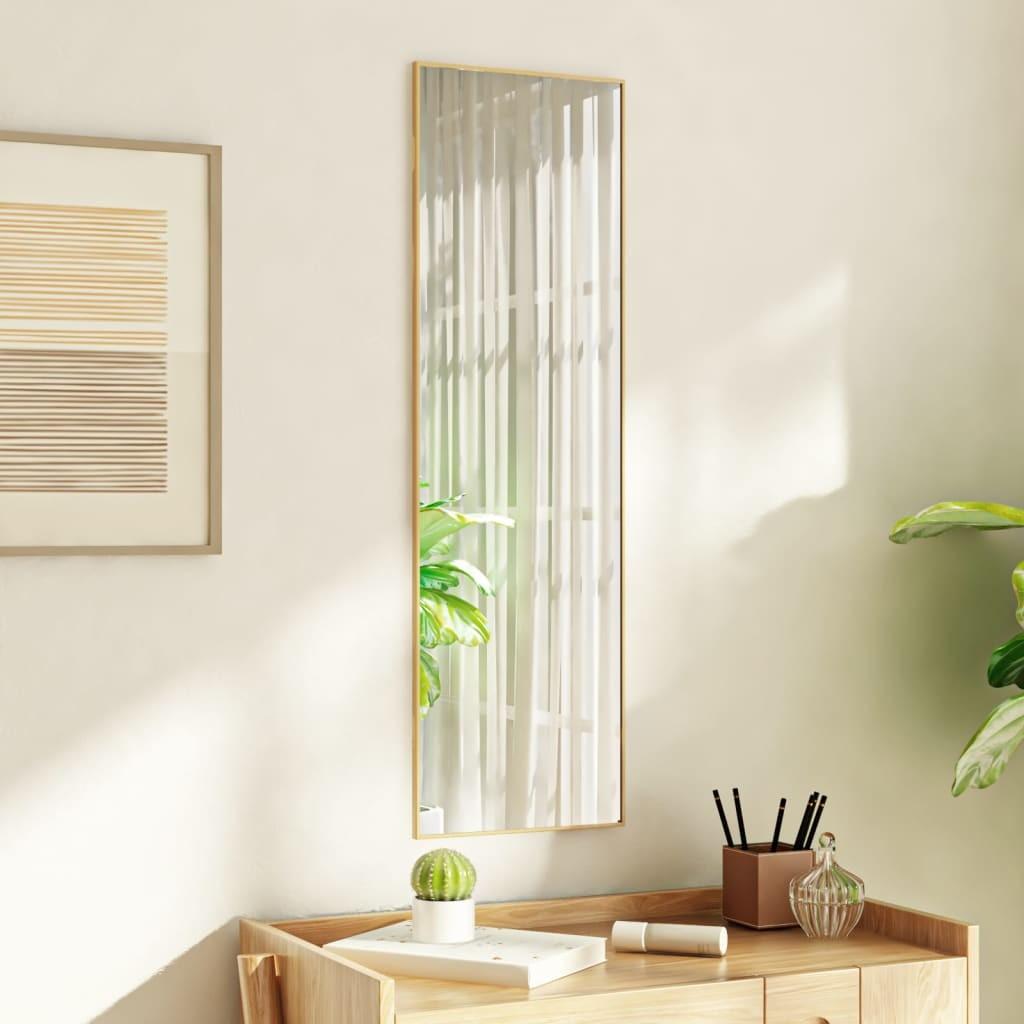 Dørspejl 30x100 cm glas og aluminium guldfarvet