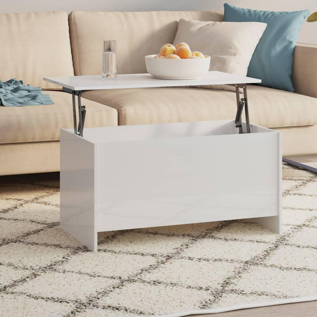 Sofabord 102x50x52,5 cm konstrueret træ hvid højglans