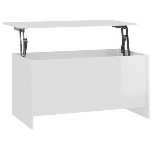 Sofabord 102x50x52,5 cm konstrueret træ hvid højglans