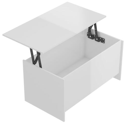 Sofabord 102x50x52,5 cm konstrueret træ hvid højglans