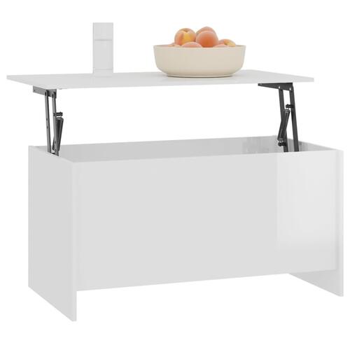 Sofabord 102x50x52,5 cm konstrueret træ hvid højglans