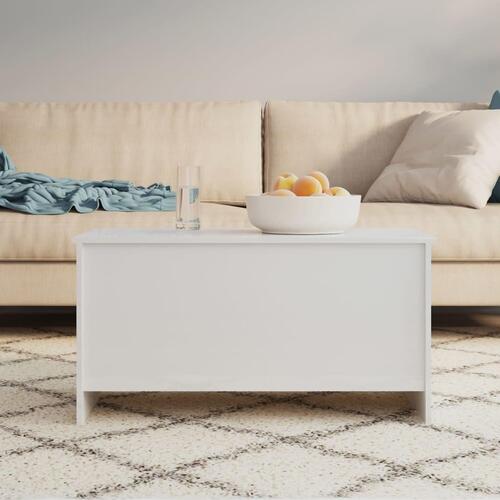 Sofabord 102x50x52,5 cm konstrueret træ hvid højglans