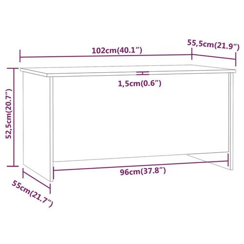 Sofabord 102x55,5x52,5 cm konstrueret træ brun egetræsfarve