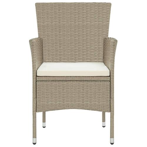 Spisebordssæt til haven 3 dele polyrattan beige