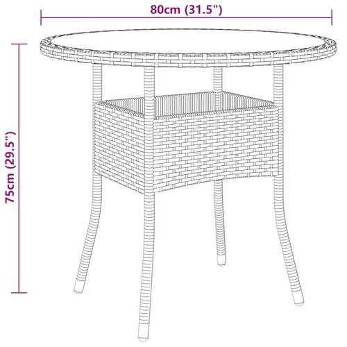 Spisebordssæt til haven 3 dele polyrattan beige