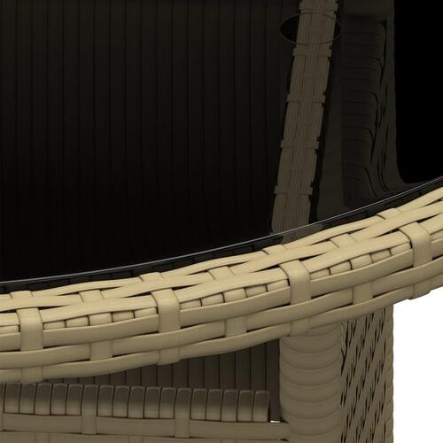 Havebord Ø80x75 cm hærdet glas og polyrattan beige