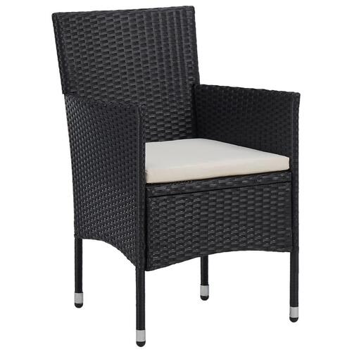 Spisebordssæt til haven 3 dele polyrattan sort