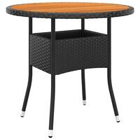 Havebord Ø80x75 cm akacietræ og polyrattan sort
