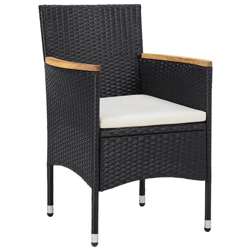 Spisebordssæt til haven 3 dele polyrattan sort