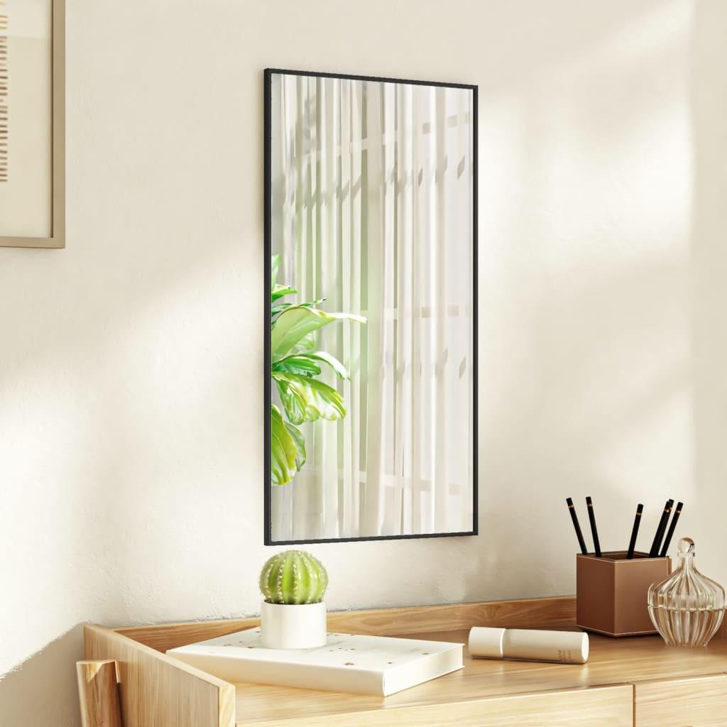Dørspejl 30x60 cm glas og aluminium sort