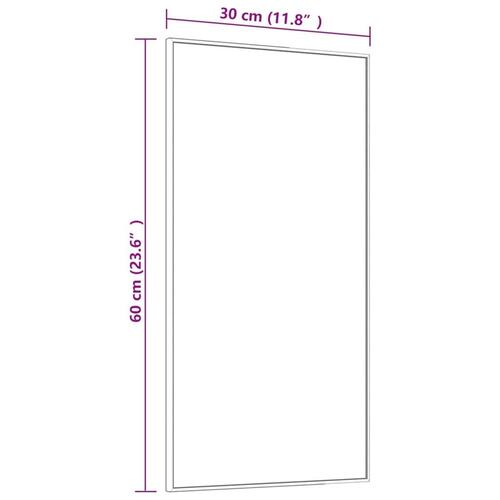 Dørspejl 30x60 cm glas og aluminium sort