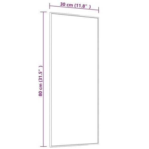 Dørspejl 30x80 cm glas og aluminium guldfarvet