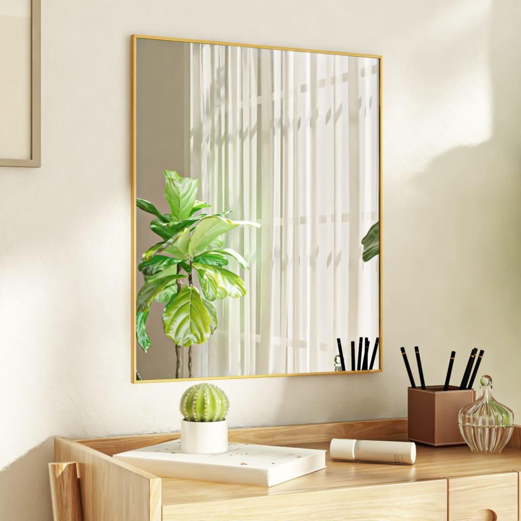 Dørspejl 50x60 cm glas og aluminium guldfarvet