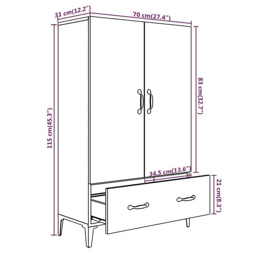 Skab 70x31x115 cm konstrueret træ betongrå