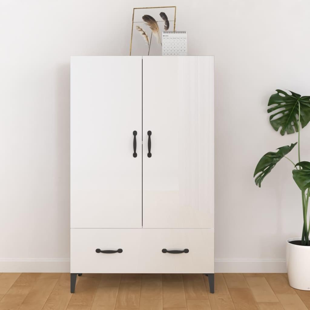 Skab 70x31x115 cm konstrueret træ hvid højglans