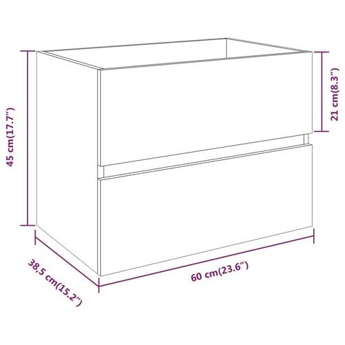 Underskab 60x38,5x45 cm konstrueret træ brun egetræsfarve