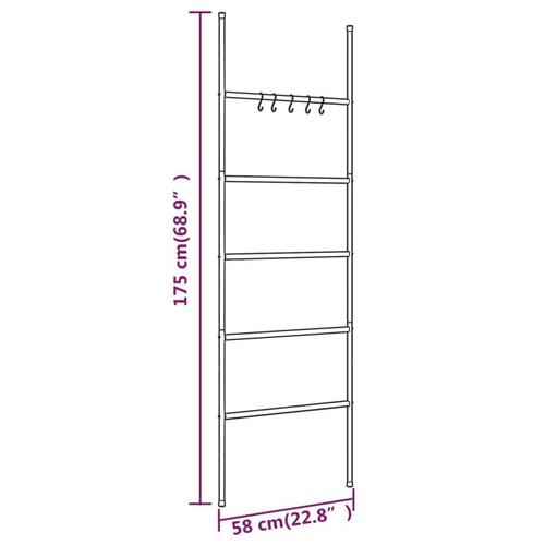 Håndklædestige 5 niveauer 58x175 cm jern sort