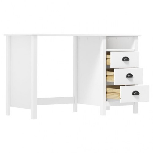 Konsolbord Hill skrivebord med 3 skuffer - 120×50×74 cm - massivt fyrretræ, hvid
