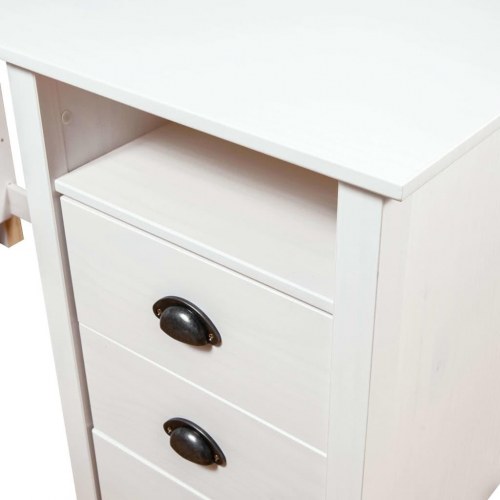 Konsolbord Hill skrivebord med 3 skuffer - 120×50×74 cm - massivt fyrretræ, hvid