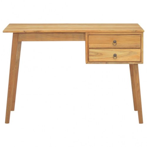 Skrivebord med 2 skuffer 110x52x75 cm massivt teaktræ