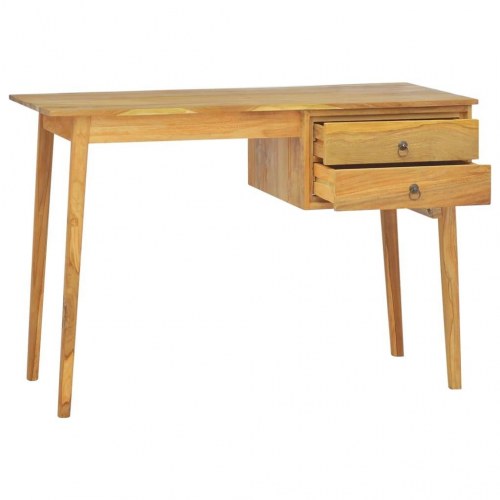 Skrivebord med 2 skuffer 110x52x75 cm massivt teaktræ