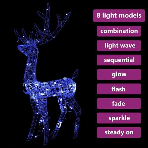 Juledekoration rensdyr 140 LED'er 120 cm akryl blå