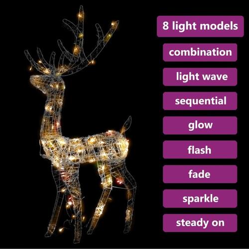 Juledekoration rensdyr 140 LED'er 120 cm akryl flerfarvet