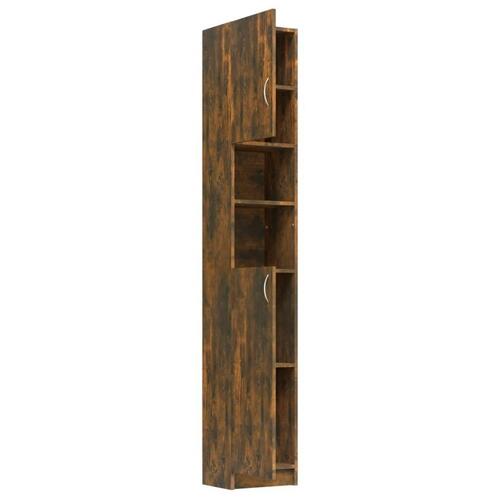 Badeværelsesskab 32x25,5x190 cm konstrueret træ røget egetræ