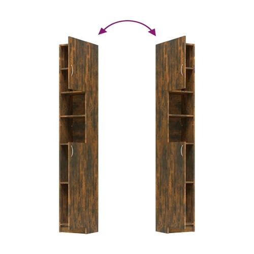 Badeværelsesskab 32x25,5x190 cm konstrueret træ røget egetræ