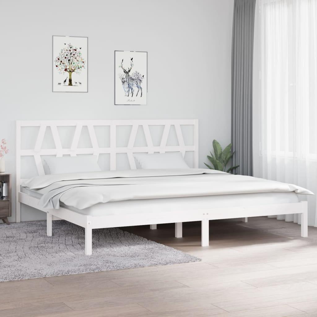 Sengeramme 200x200 cm massivt fyrretræ hvid