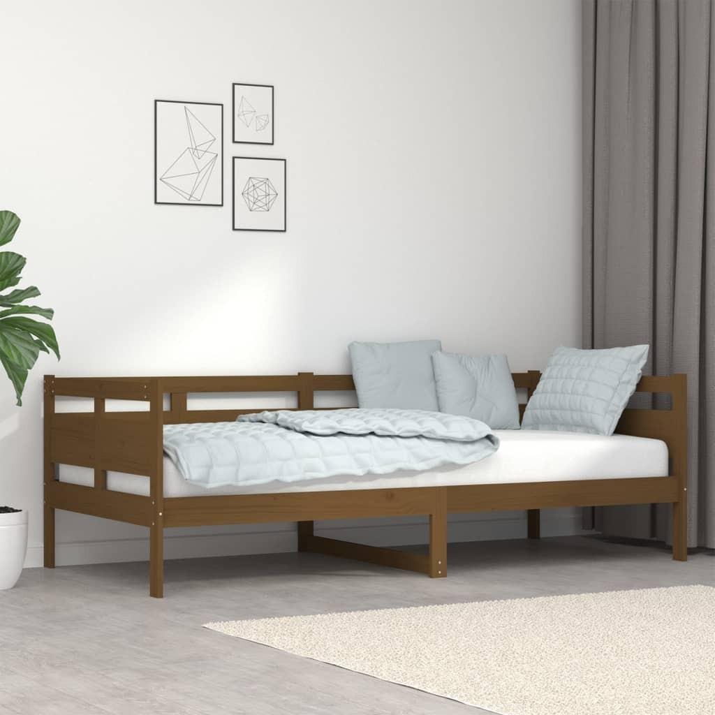 Daybed 90x200 cm massivt fyrretræ gyldenbrun