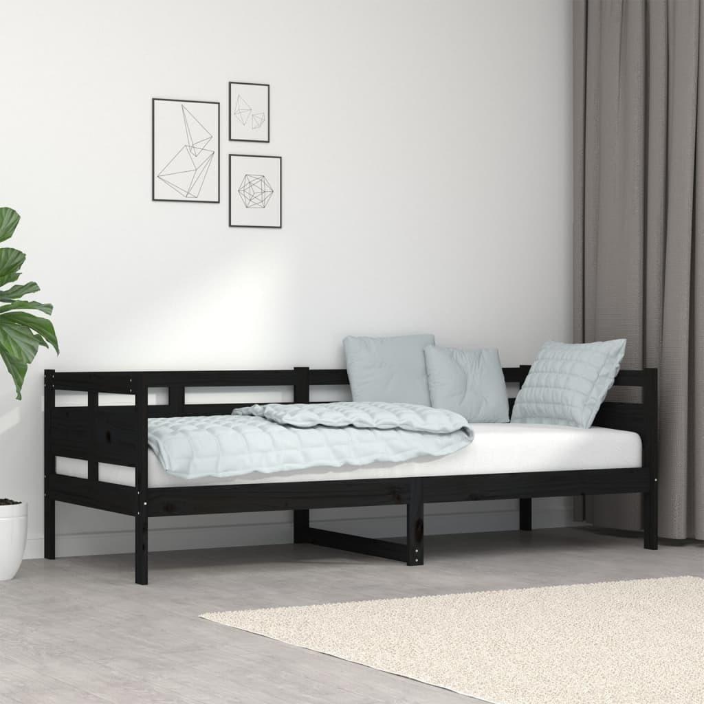 Daybed 80x200 cm massivt fyrretræ sort