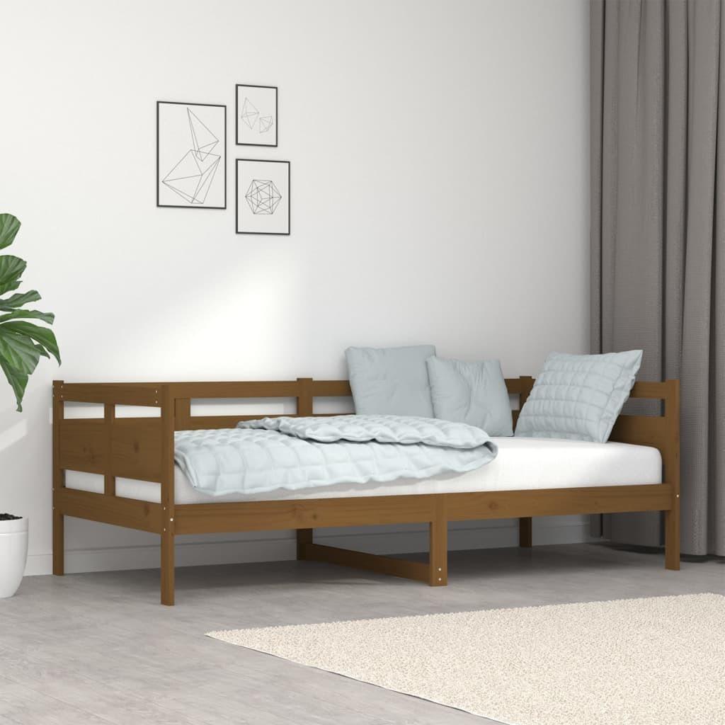 Daybed massivt fyrretræ gyldenbrun 90x190 cm