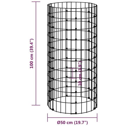 Gabionsøjle Ø50x100 cm galvaniseret stål rund